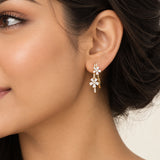 Gold-Tone Double Floral Hoop Earrings