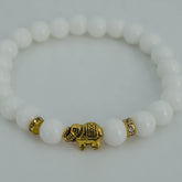 White beaded elephant charm bracelet