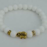 White beaded elephant charm bracelet