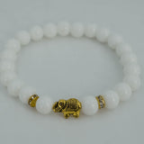 White beaded elephant charm bracelet