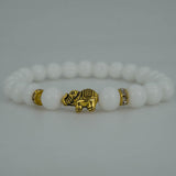 White beaded elephant charm bracelet