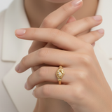 Vintage-Style Clasping Hand Motif Ring with Cubic Zirconia Accent