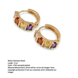 Prism Baguette Rainbow Huggie Hoops