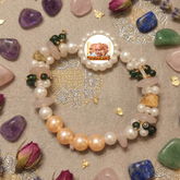 Divine Harmony: Multi-Tone Pearl & Gemstone Guru Ji Devotional Bracelet