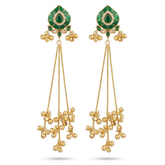 Artisan Gold-Plated Statement Earrings with Green Meenakari Detailing