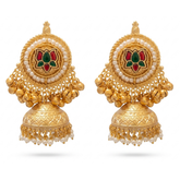 Royal Lotus Enamel & Pearl Jhumkas