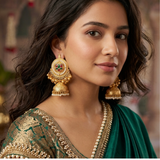 Royal Lotus Enamel & Pearl Jhumkas
