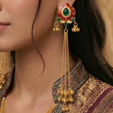 Artisan Gold-Plated Statement Earrings with Vibrant Enamel Accents
