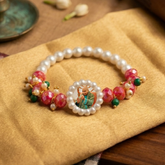 Divine Blessings Guru Ji Pearl & Faceted Rose Quartz Swaroop Bracelet