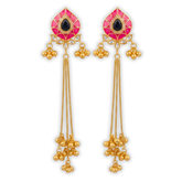 Artisan Pink & Gold-Plated Statement Drop Earrings