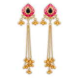 Artisan Pink & Gold-Plated Statement Drop Earrings
