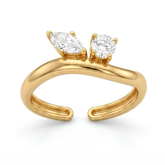 Anti-Tarnish Gold Plated Platinum Double Stone Open Ring
