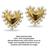 heart pearl studs D1193