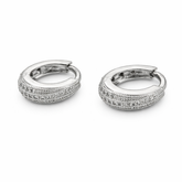 Aurora Pave-Set Stainless Steel Huggie Hoops
