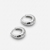 Aurora Pave-Set Stainless Steel Huggie Hoops