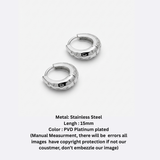 Aurora Pave-Set Stainless Steel Huggie Hoops