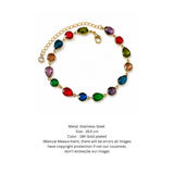 Gold-Plated Multi-Color Pear-Cut Crystal Rainbow Bracelet
