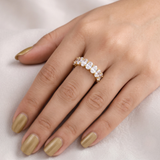 Elegant 18K Gold Plated Oval-Cut Cubic Zirconia Adjustable Eternity Band Ring