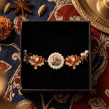 Guruji Aashirwad Bracelet: Featuring Vibrant Red Lotus & Stone Accents