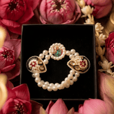 Divine Heritage: Pearl & Meenakari Blessing Bracelet for Sangat