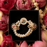 Divine Heritage: Pearl & Meenakari Blessing Bracelet for Sangat