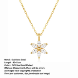 18K Gold Plated Floral Zircon Cluster Pendant Necklace