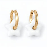 White Enamel Starred Hoops D394