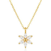 18K Gold Plated Floral Zircon Cluster Pendant Necklace
