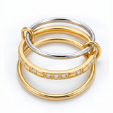 18K Gold Plated Interlocking Multi-Band Stone Ring