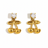 "Golden Orchard" Crystal Cherry Drop Earrings