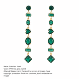 Anti-Tarnish Emerald Green Multi-Cut Crystal Drop Earrings