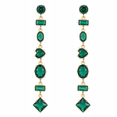Anti-Tarnish Emerald Green Multi-Cut Crystal Drop Earrings