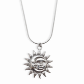 Celestial Sun and Moon Silver Pendant