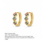 Multicolor Flower Cluster Gold Huggie Hoop Earrings