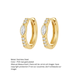 Clear Marquise Eye Gold Huggie Hoop Earrings