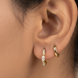 Clear Marquise Eye Gold Huggie Hoop Earrings