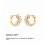 Clear Marquise Fan Gold Huggie Hoop Earrings