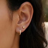 Heart Bezel Clear Crystal Gold Huggie Hoop Earrings