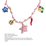 Anti-Tarnish Multi-Charm Braided Cord Gold Necklace