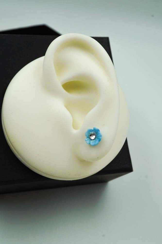 floral blue studs