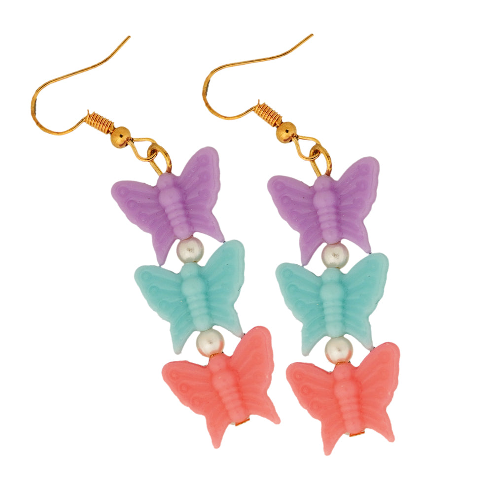 triple multicolour butterfly earring