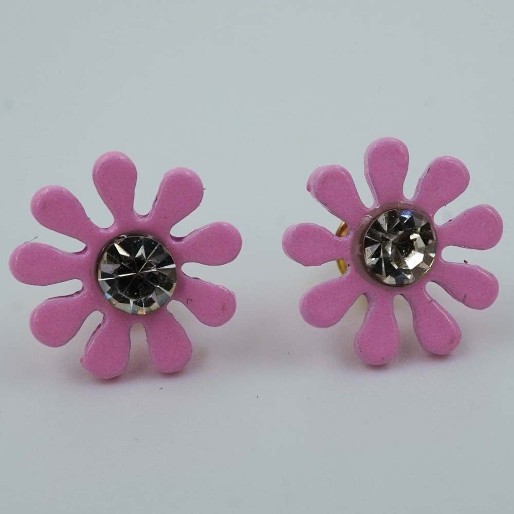 pink flower studs D1128