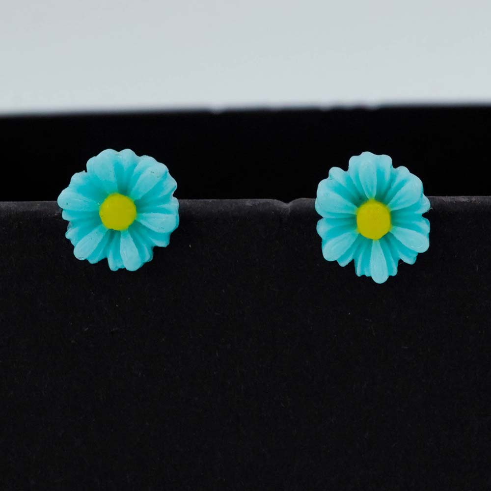 cyan flower studs