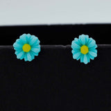 cyan flower studs
