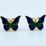 blue green butterfly studs