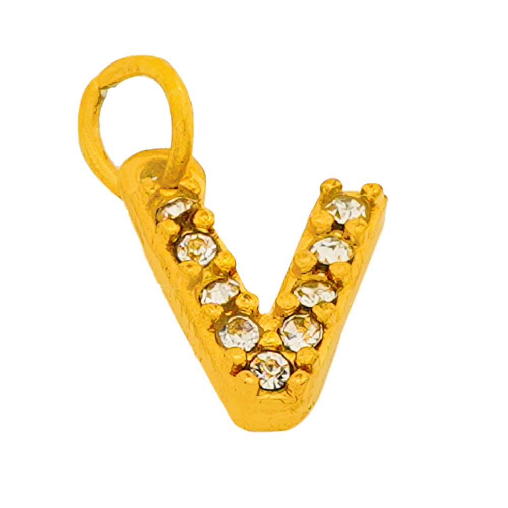 ZIRCON STUDDED ALPHABATICAL CHARMS - V