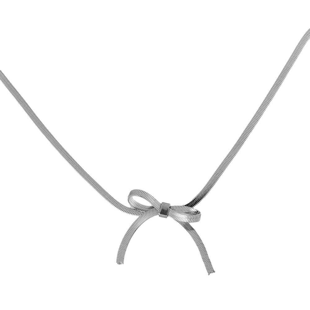 Thin Silver bow pendant