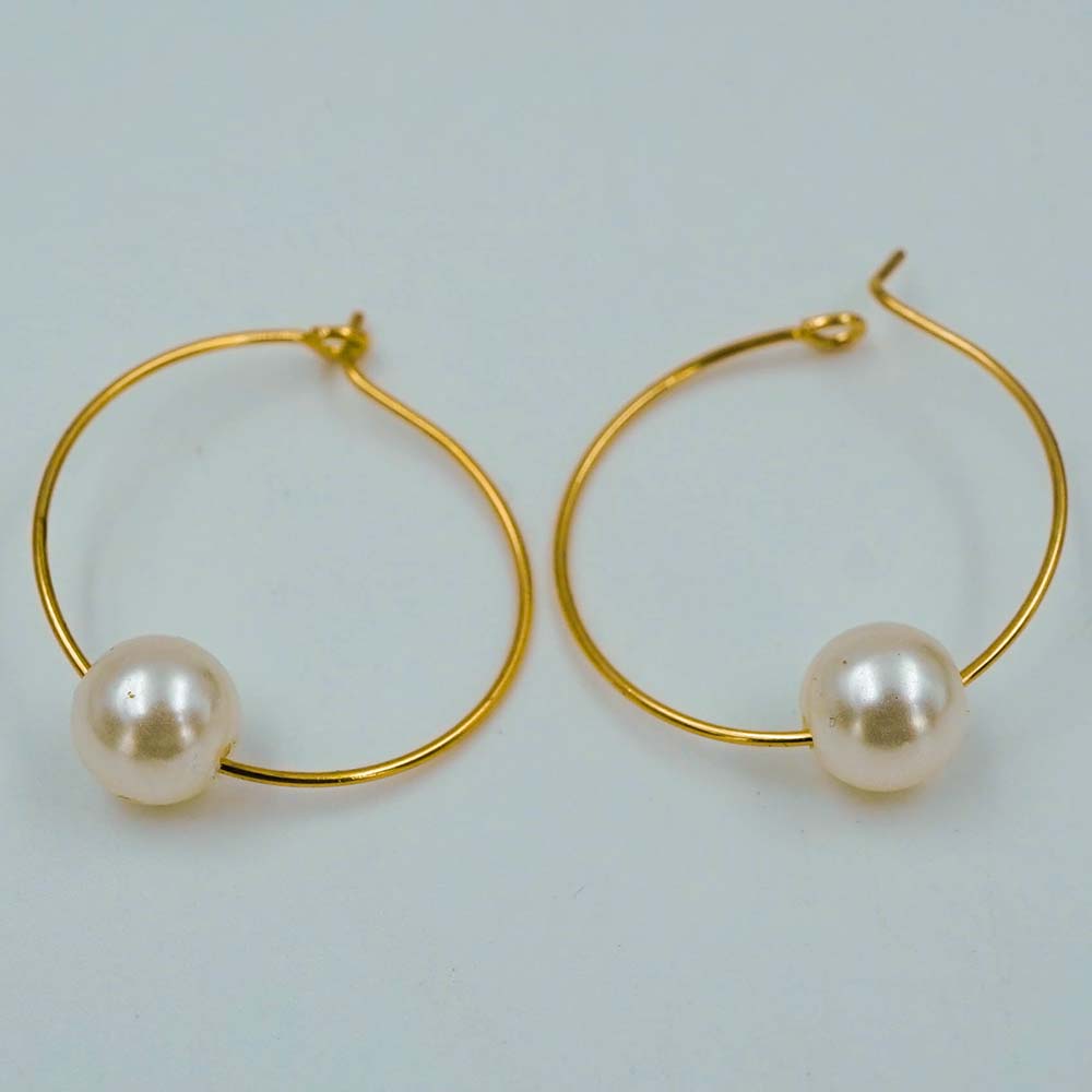 single pearl hoops