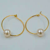 single pearl hoops