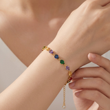 Gold-Plated Multi-Color Pear-Cut Crystal Rainbow Bracelet